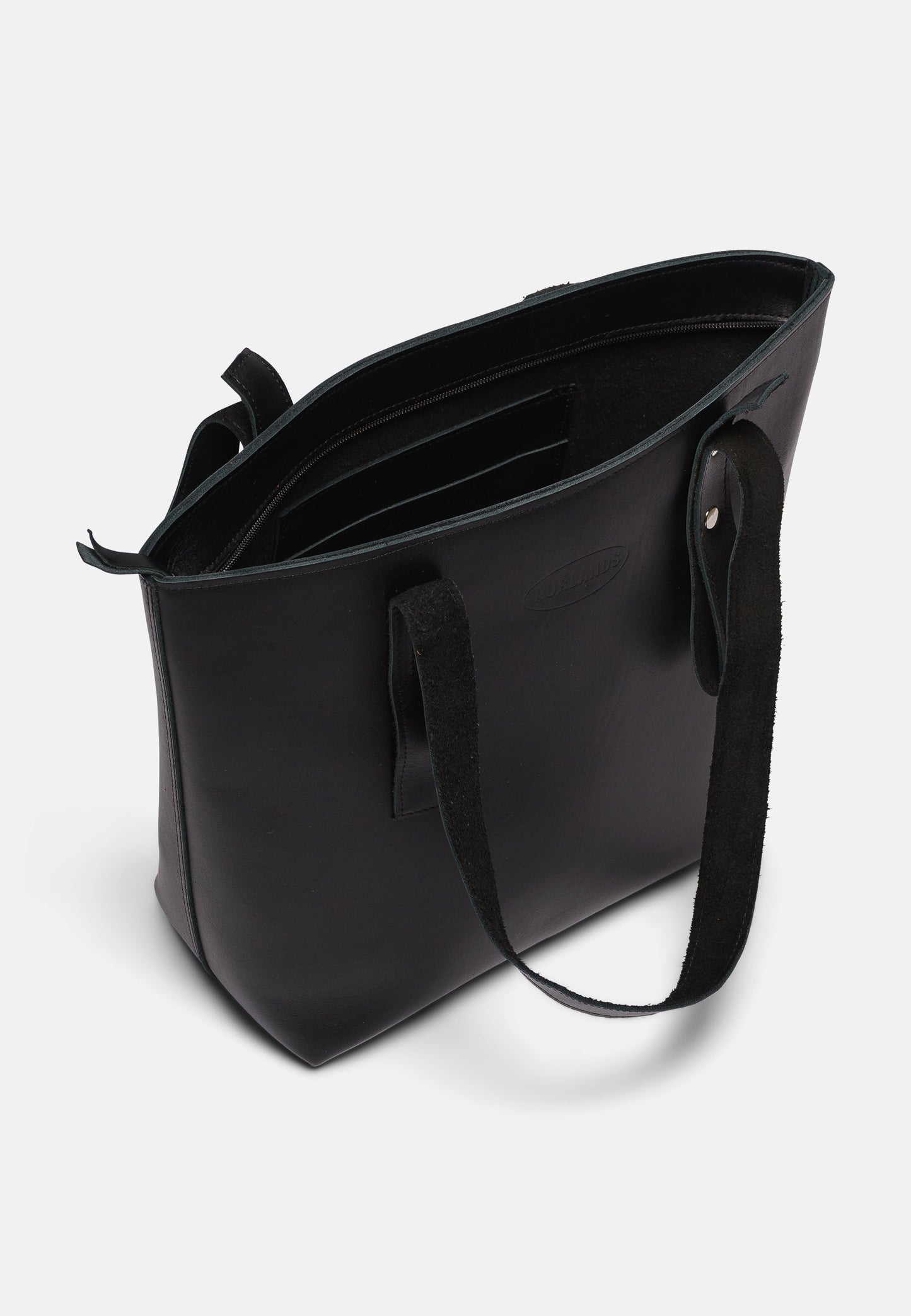 Aurlandskoen Fjord Tote Bag - detalj glidelås og skinn