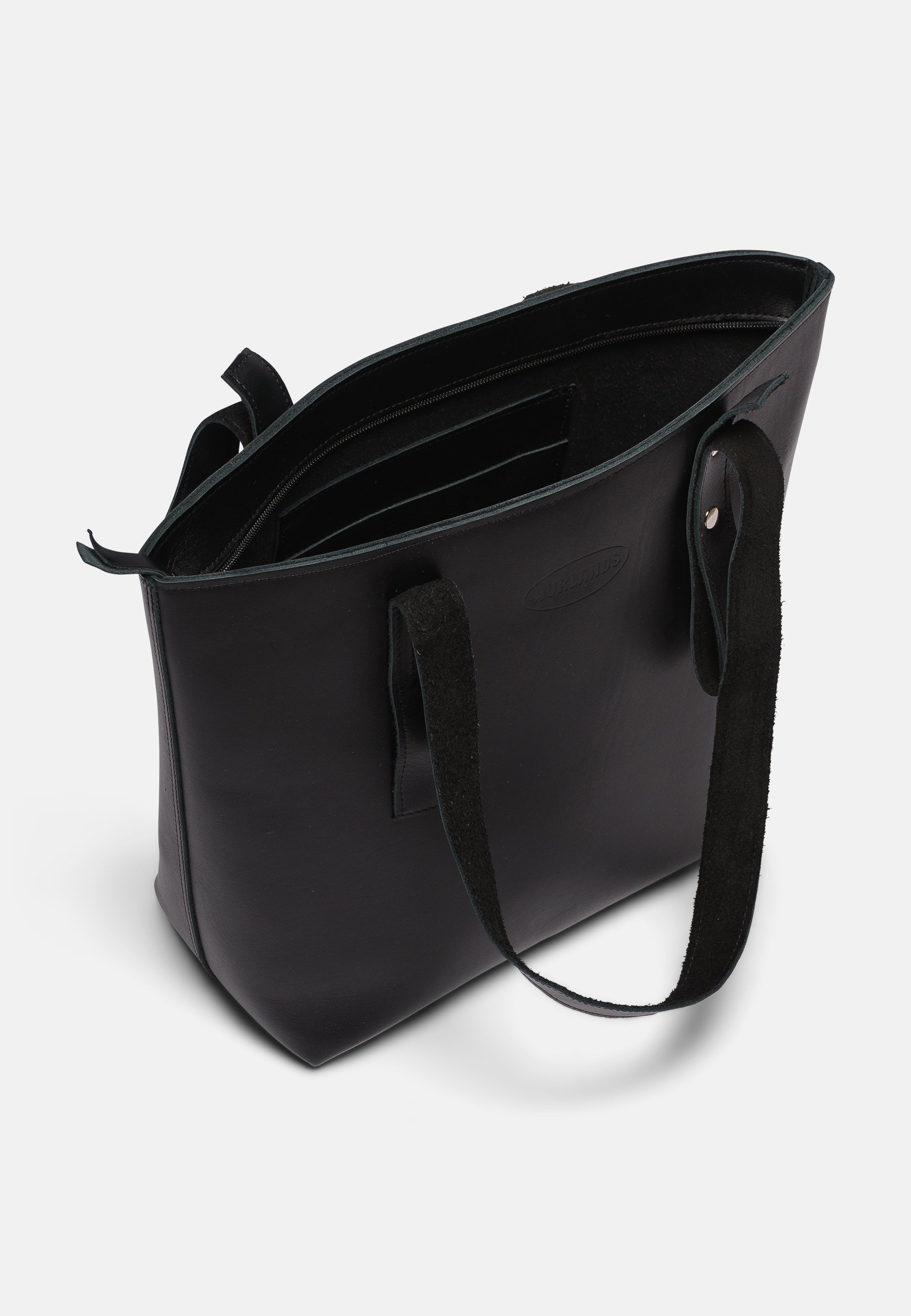 Aurlandskoen Fjord Tote Bag - detalj glidelås og skinn