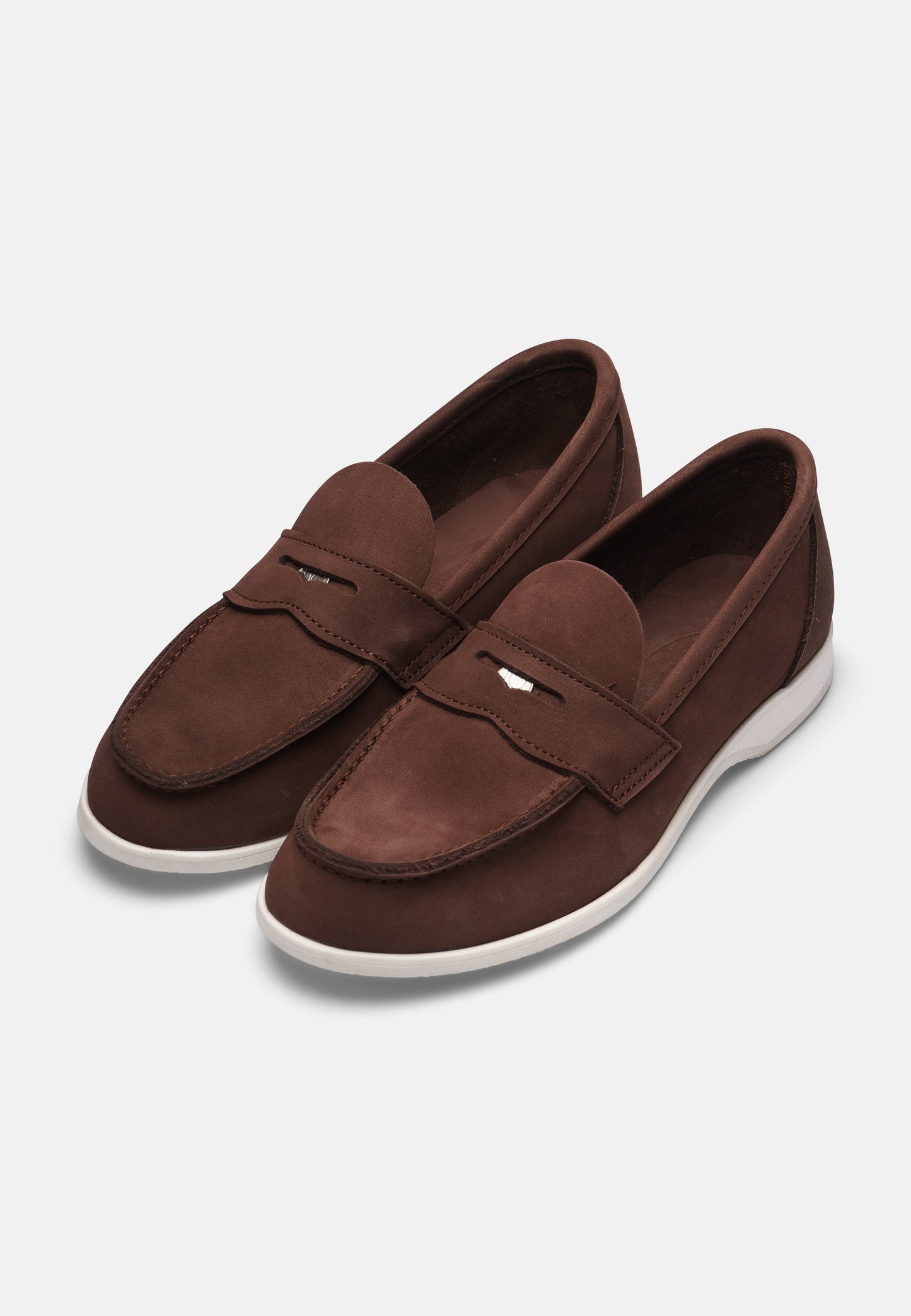 Aurlandskoen Wangen Kastanje Nubuck - sporty pennyloafer i kastanjefarget nubuck