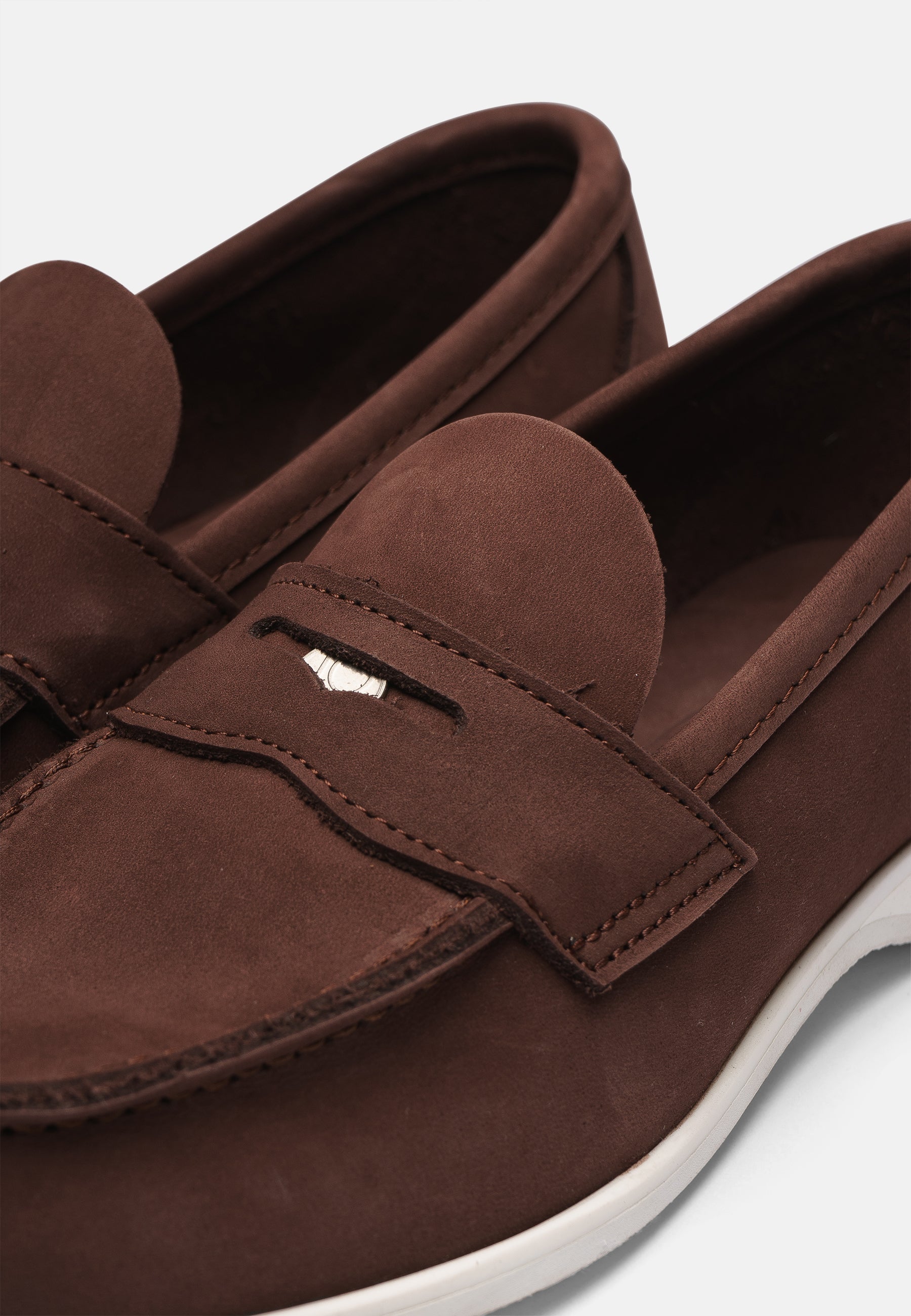 Aurlandskoen Wangen Kastanje Nubuck - sporty pennyloafer i kastanjefarget nubuck