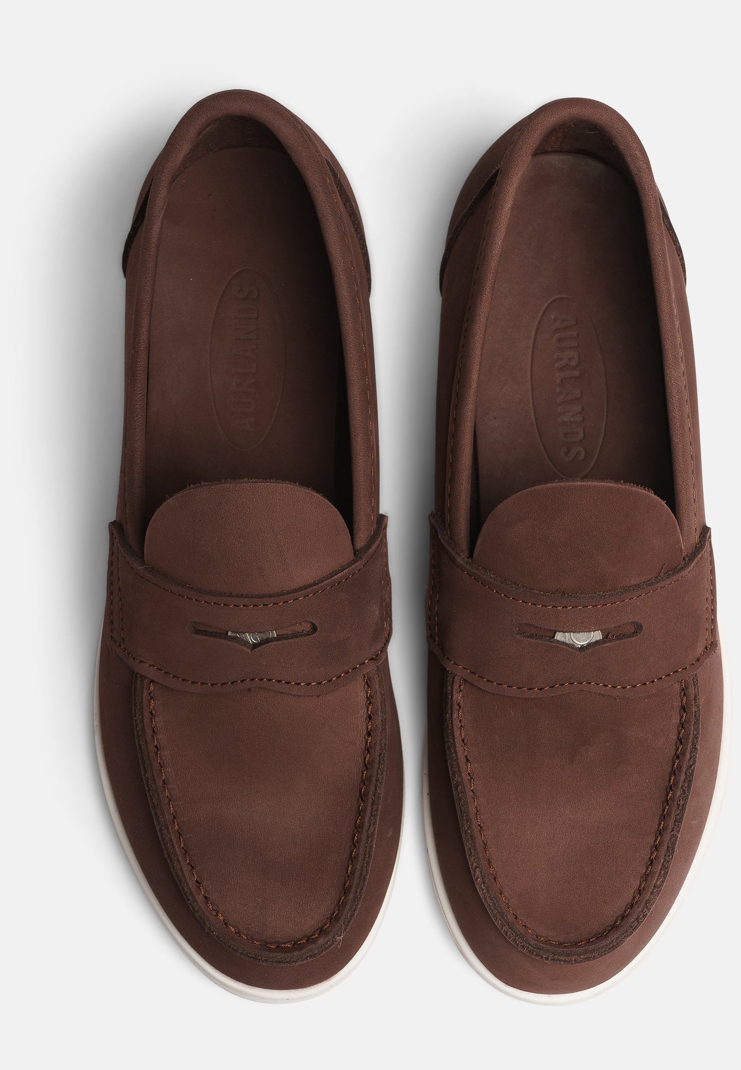 Aurlandskoen Wangen Kastanje Nubuck - sporty pennyloafer i kastanjefarget nubuck