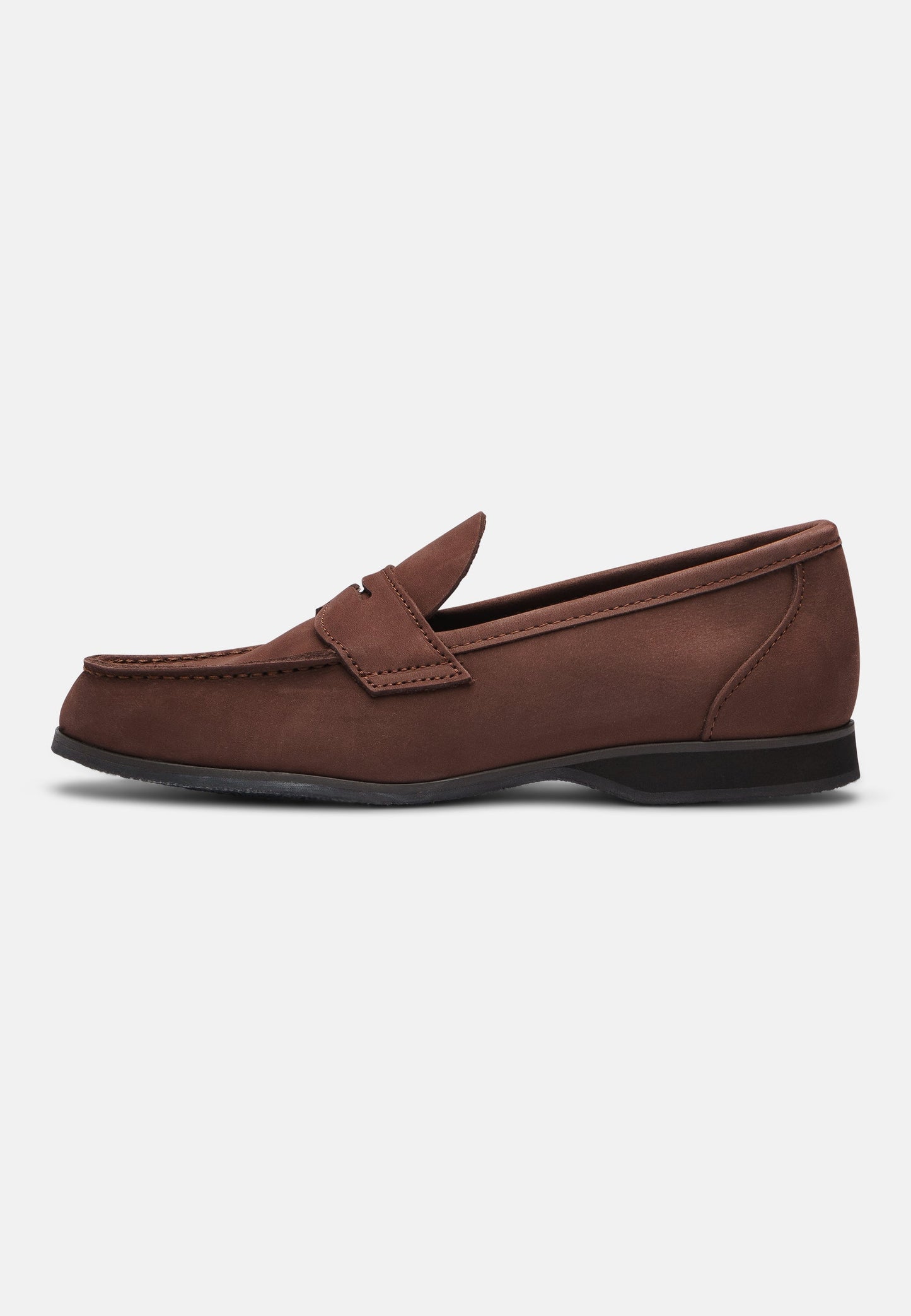 Aurlandskoen Wangen Kastanje Nubuck - sporty pennyloafer i kastanjefarget nubuck