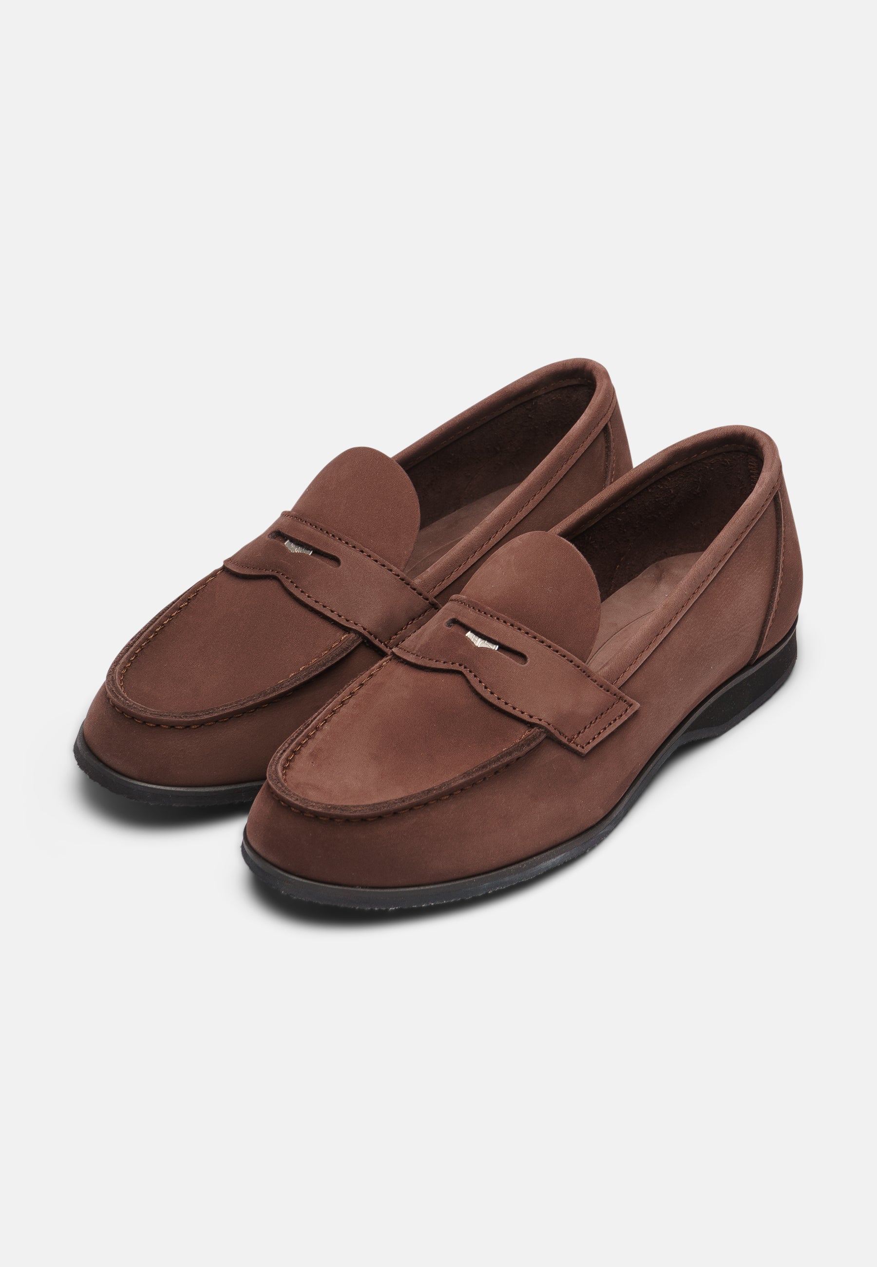 Aurlandskoen Wangen Kastanje Nubuck - sporty pennyloafer i kastanjefarget nubuck