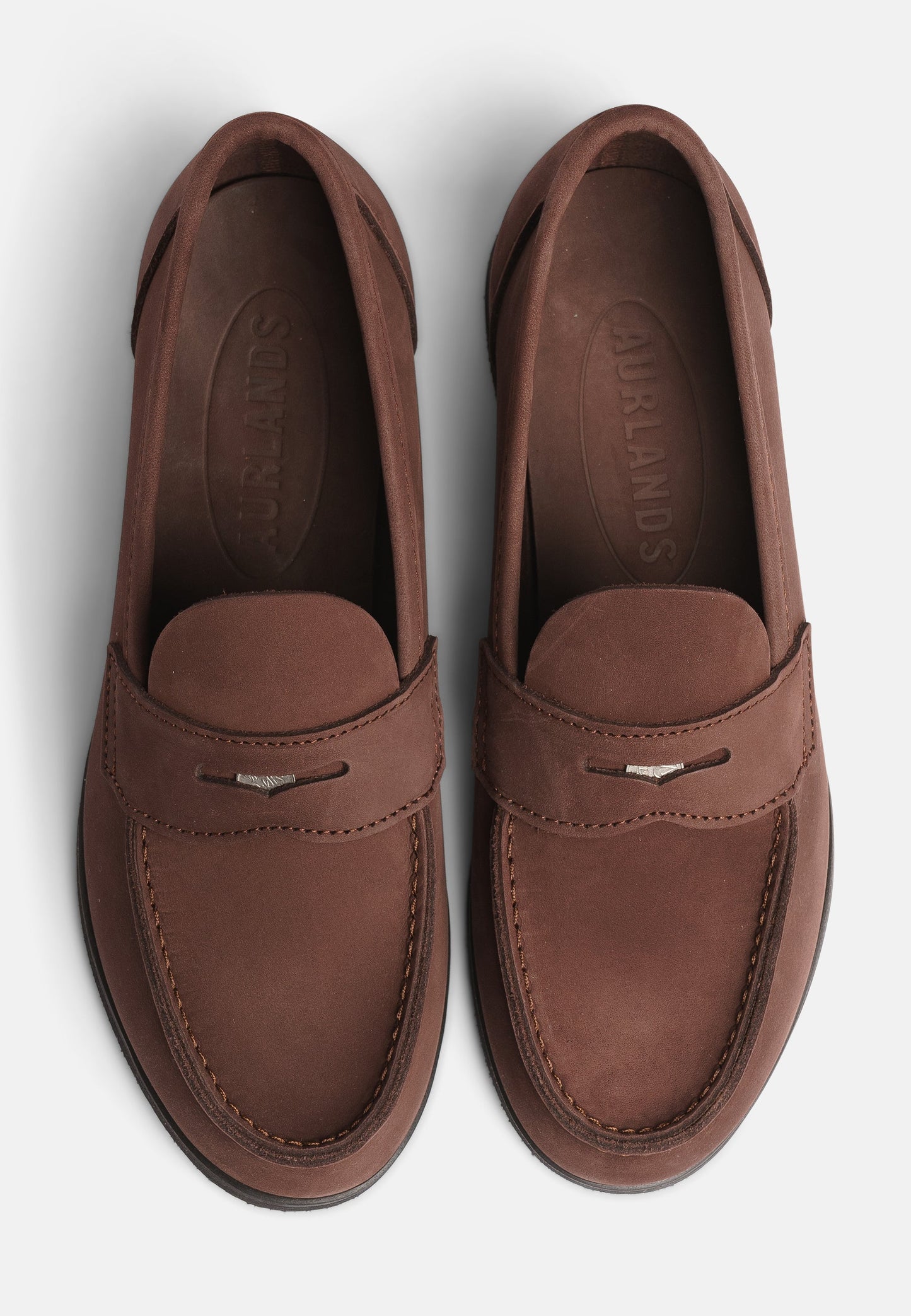 Aurlandskoen Wangen Kastanje Nubuck - sporty pennyloafer i kastanjefarget nubuck