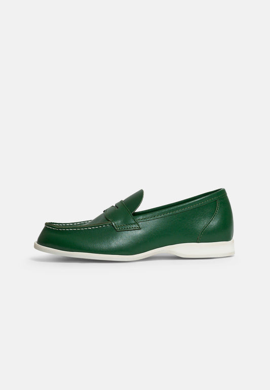 Aurlandskoen Wangen Grønn - sporty pennyloafer i grønt nubuck
