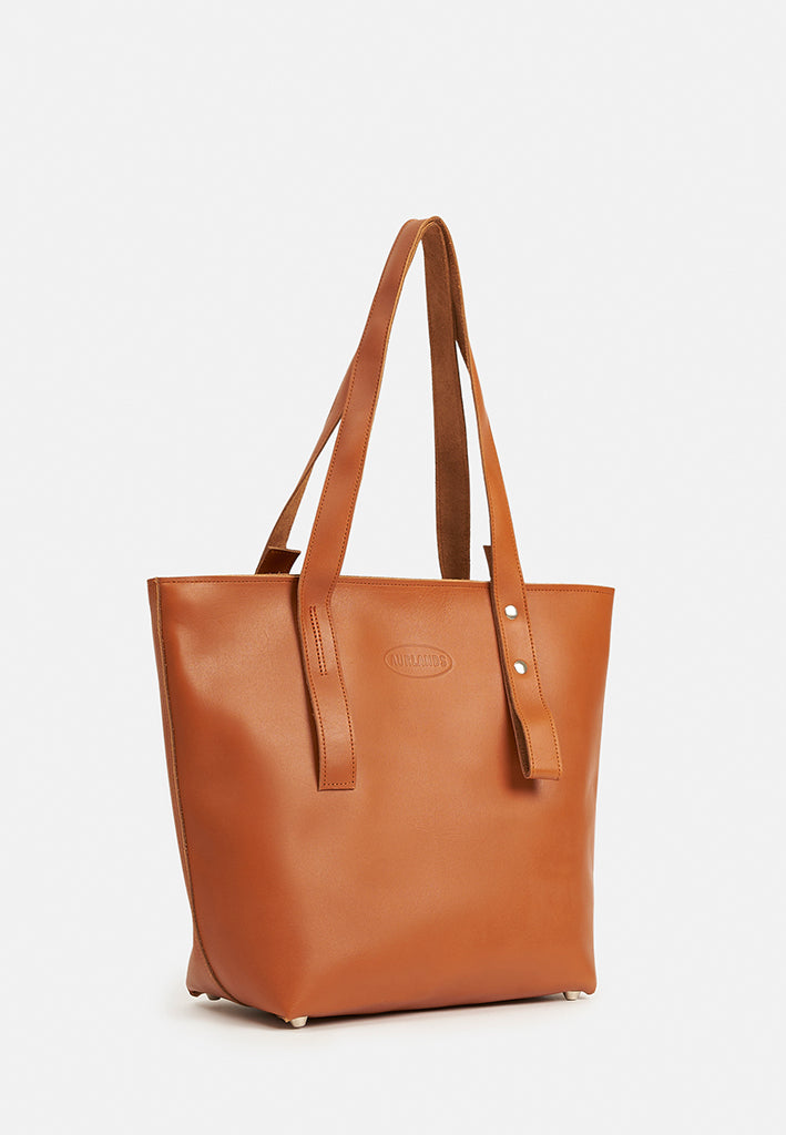 Aurlandskoen Fjord Tote Bag Naturell - håndlaget skinnveske med glidelås