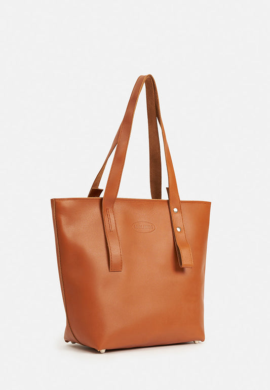 Aurlandskoen Fjord Tote Bag Naturell - håndlaget skinnveske med glidelås