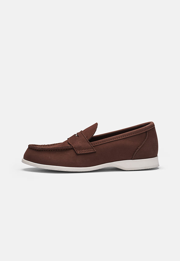 Aurlandskoen Wangen Kastanje Nubuck - sporty pennyloafer i kastanjefarget nubuck